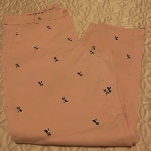Talbots Pug embroidered Weekender pants 12p